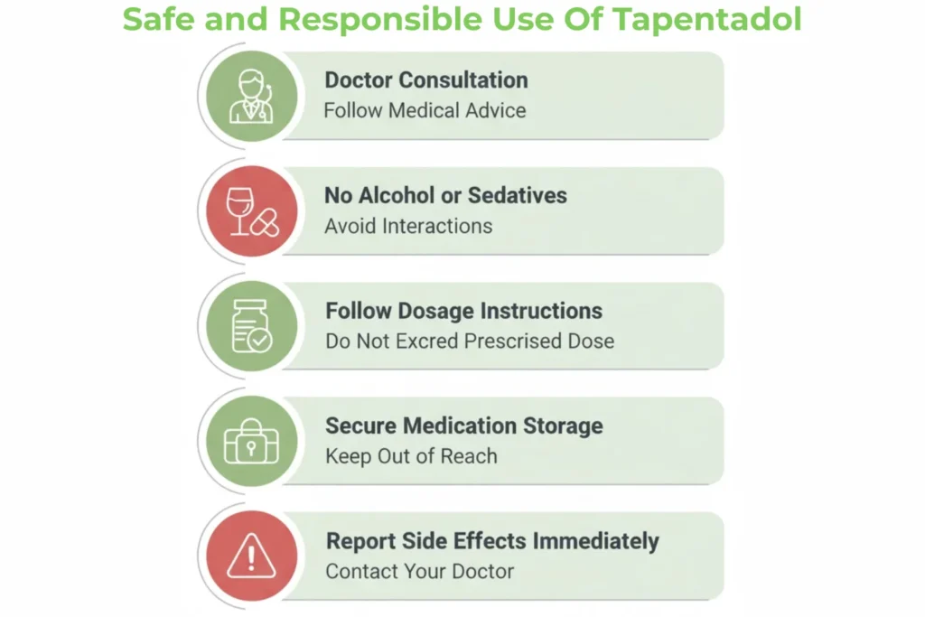 Safe and responsible use of Tapentadol – doctor consultation, avoid alcohol, follow dosage