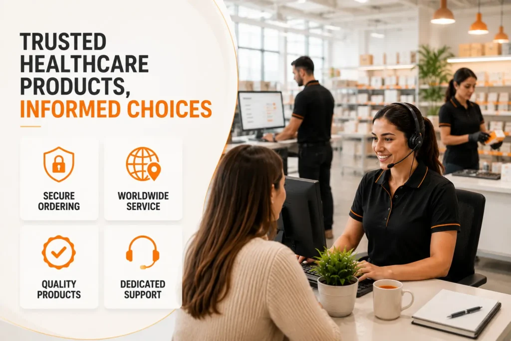 Trusted healthcare products with secure ordering, worldwide service, and dedicated customer support
